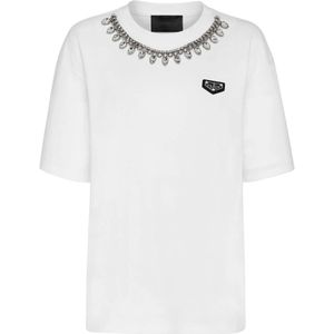 Philipp Plein, Dames, Tops, Wit, Maat: 2XL Katoen,