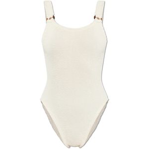 Hunza G - Badpak - Beige - Getextureerd Polyamide met Elastaan