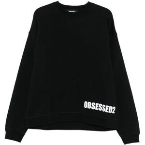 Dsquared2, Heren, Sweatshirts & Hoodies, Zwart, Maat: L Katoen,