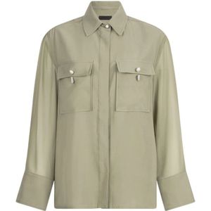 Liu Jo, Dames, Blouses & Shirts, Groen, Maat: M Gabardine,