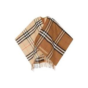 Burberry Geruite poncho , Brown , Dames , Maat: ONE Size