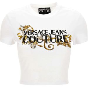 Versace Jeans Couture, Dames, Tops, Wit, Maat: 2XS Katoen,