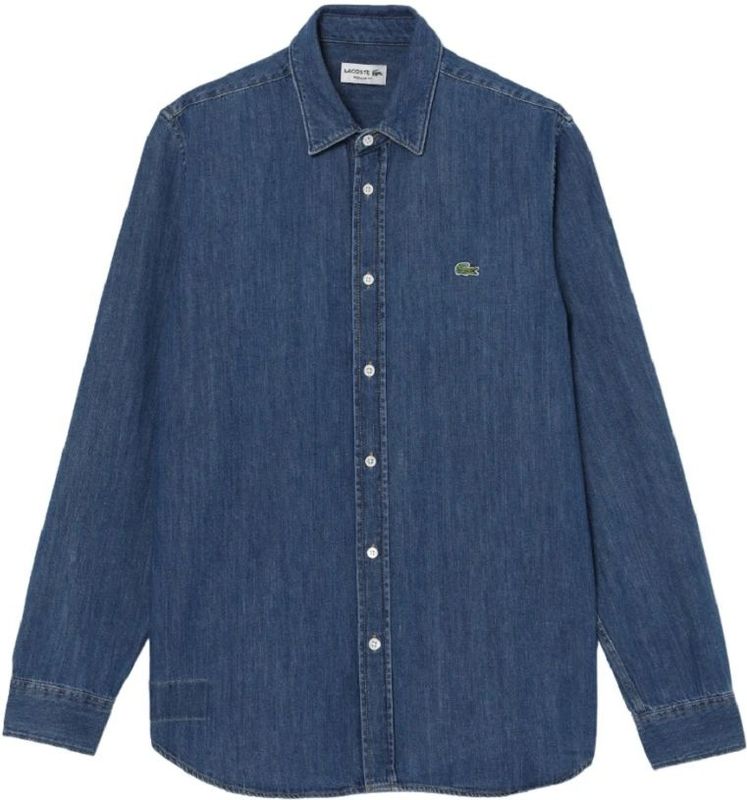 Heren Lacoste Regular Fit Denim overhemd in blauw