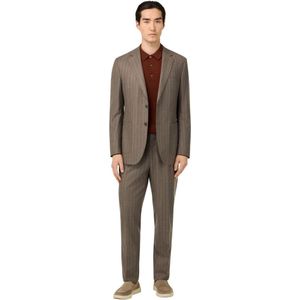 Boggi Milano, Heren, Pakken, Bruin, Maat: S Wol,