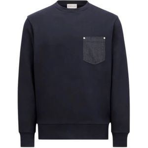 Moncler, Heren, Sweatshirts & Hoodies, Blauw, Maat: M Katoen,