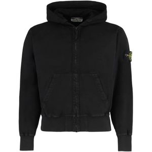 Stone Island, Heren, Sweatshirts & Hoodies, Zwart, Maat: L Katoen,