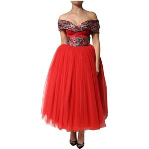 Dolce & Gabbana, Dames, Jurken, Rood, Maat: XS Katoen,