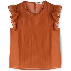 Motivi, Dames, Blouses & Shirts, Oranje, Maat: 2XS Poliester,