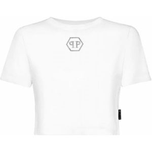 Philipp Plein, Dames, Tops, Wit, Maat: S Katoen,