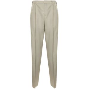 Saint Laurent, Heren, Broeken, Beige, Maat: L Wol,