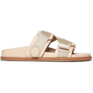 Moncler - Slippers - Roze - Leer - Verstelbare Webbing Band