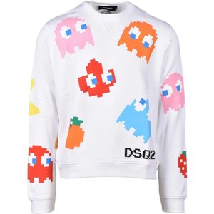 Dsquared2, Heren, Sweatshirts & Hoodies, Wit, Maat: L Katoen,