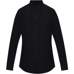 Dolce & Gabbana, Heren, Overhemden, Zwart, Maat: M Katoen,