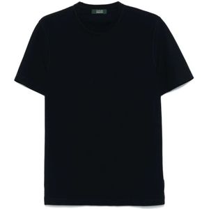 Zanone, Heren, Tops, Blauw, Maat: S Katoen,