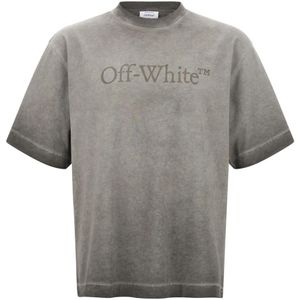 Off White - Zwart - T-shirt - Heren - Katoen - Zwarte T-shirt & Polo Collectie Aw 25