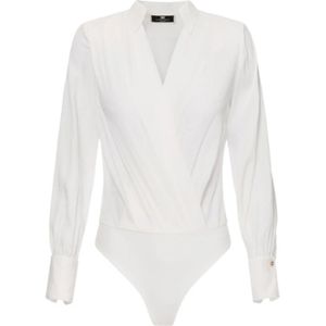 Elisabetta Franchi, Dames, Tops, Wit, Maat: S Katoen,