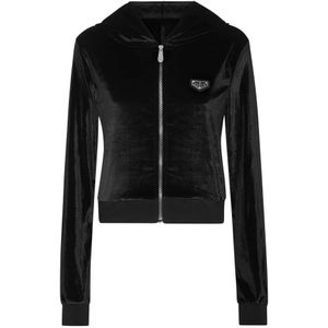 Philipp Plein, Dames, Sweatshirts & Hoodies, Zwart, Maat: XL Poliester,