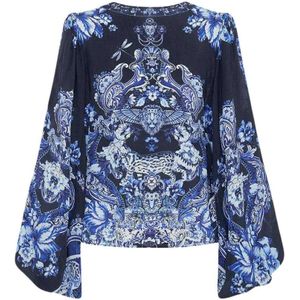 Camilla, Dames, Blouses & Shirts, Blauw, Maat: XS Zijde,