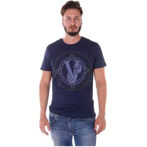 Versace Jeans Couture, Heren, Tops, Blauw, Maat: XL Jersey,