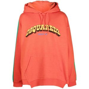 Dsquared2, Heren, Sweatshirts & Hoodies, Rood, Maat: S Katoen,