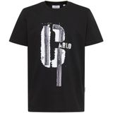 Carlo Colucci - Tapes T-Shirt - Zwart - Heren - Katoen