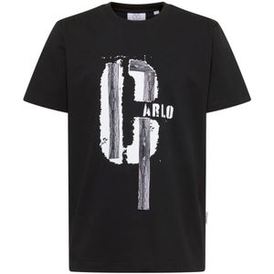 Carlo Colucci - Tapes T-Shirt - Zwart - Heren - Katoen