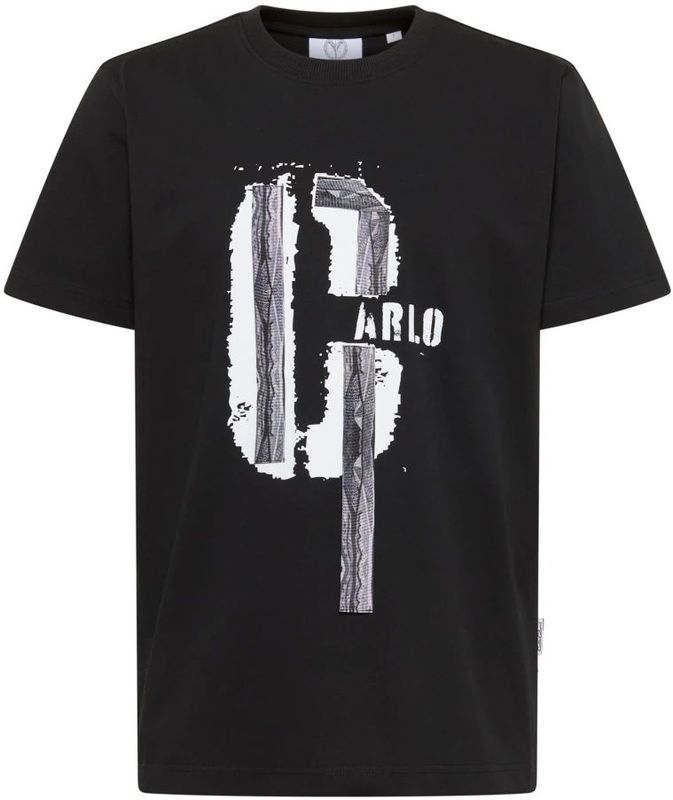 Carlo Colucci - Tapes T-Shirt - Zwart - Heren - Katoen