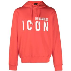 Dsquared2 Oranje Hoodie Casual Stijl , Orange , Heren , Maat: XL