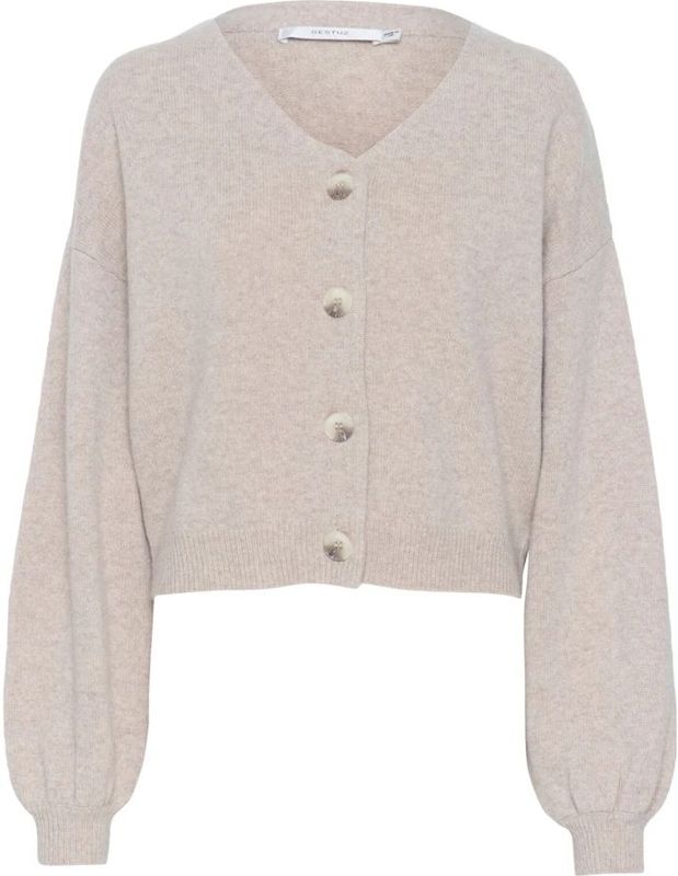 Cardigan - String Melange - Wol - V-hals - Lange Pofmouwen
