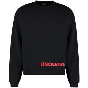 Dsquared2, Heren, Sweatshirts & Hoodies, Zwart, Maat: XL Katoen,