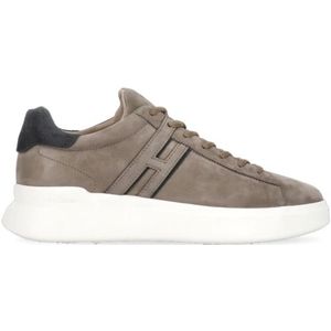 Hogan Bruine Leren Sneakers Ronde Neus , Brown , Heren , Maat: 42 EU