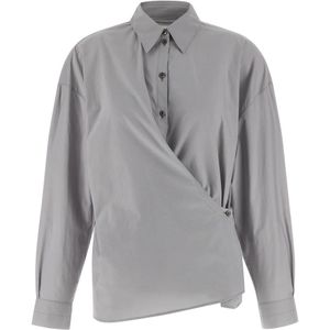 Lemaire, Dames, Blouses & Shirts, Grijs, Maat: S Katoen,