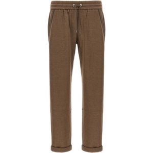 Brunello Cucinelli, Dames, Broeken, Bruin, Maat: L Katoen,