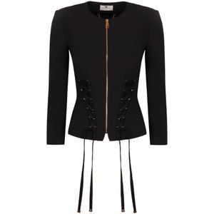 Elisabetta Franchi, Dames, Jassen, Zwart, Maat: M Viscose,