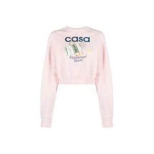Casablanca Sporty Printed Cropped Sweatshirt , Pink , Dames , Maat: M