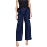 Ichi - Zip and Button - Jeans - Blauw - Katoen-Lycra