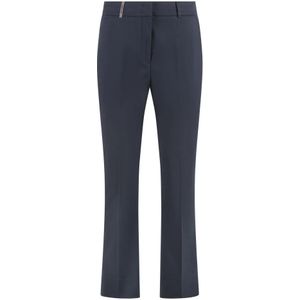 Peserico, Dames, Broeken, Blauw, Maat: XS Katoen,