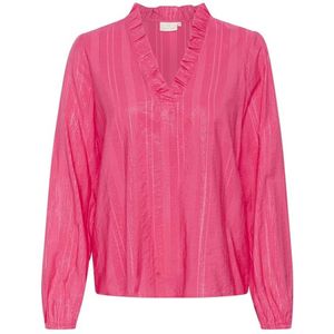 Kaffe - Blouse - Frambozenkleur - Lange Mouwen - V-Hals