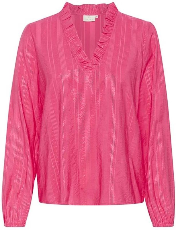 Kaffe - Blouse - Frambozenkleur - Lange Mouwen - V-Hals