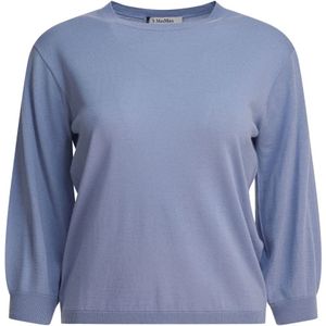 Max Mara - Lichtblauwe Gebreide Trui - Dames - Wol - Elegant Comfort