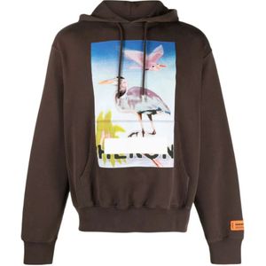 Heron Preston, Heren, Sweatshirts & Hoodies, Bruin, Maat: M Katoen,