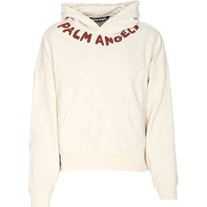Palm Angels, Heren, Sweatshirts & Hoodies, Wit, Maat: XL Katoen,