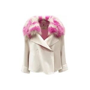 Fendi Luxe Roze Cashmere Cape Jas , Beige , Dames , Maat: S