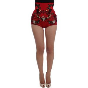 Dolce & Gabbana - Enchanted Sicily - Korte Broeken - Rood - Hoge Taille - Zijde