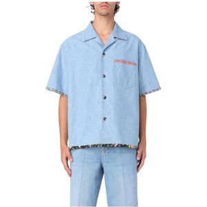 Valentino, Heren, Overhemden, Blauw, Maat: L Denim,