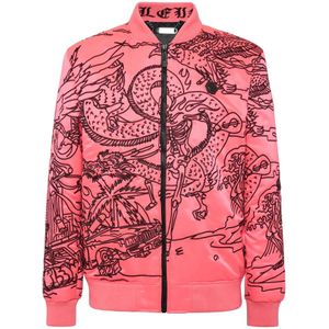 Philipp Plein, Heren, Jassen, Roze, Maat: L Satijn,