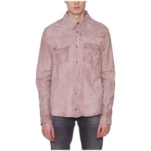 Giorgio Brato, Heren, Overhemden, Roze, Maat: M Leer,