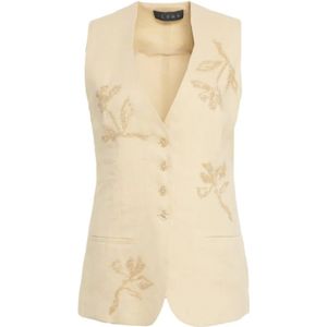 Kaos, Dames, Jassen, Beige, Maat: S Linnen,