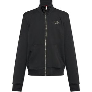 Diesel - Sweatshirt - Zwart - Katoenmix - Volledige Ritssluiting - Opstaande Kraag