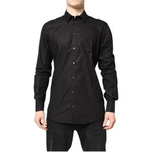 Dolce & Gabbana, Heren, Overhemden, Zwart, Maat: XL Katoen,